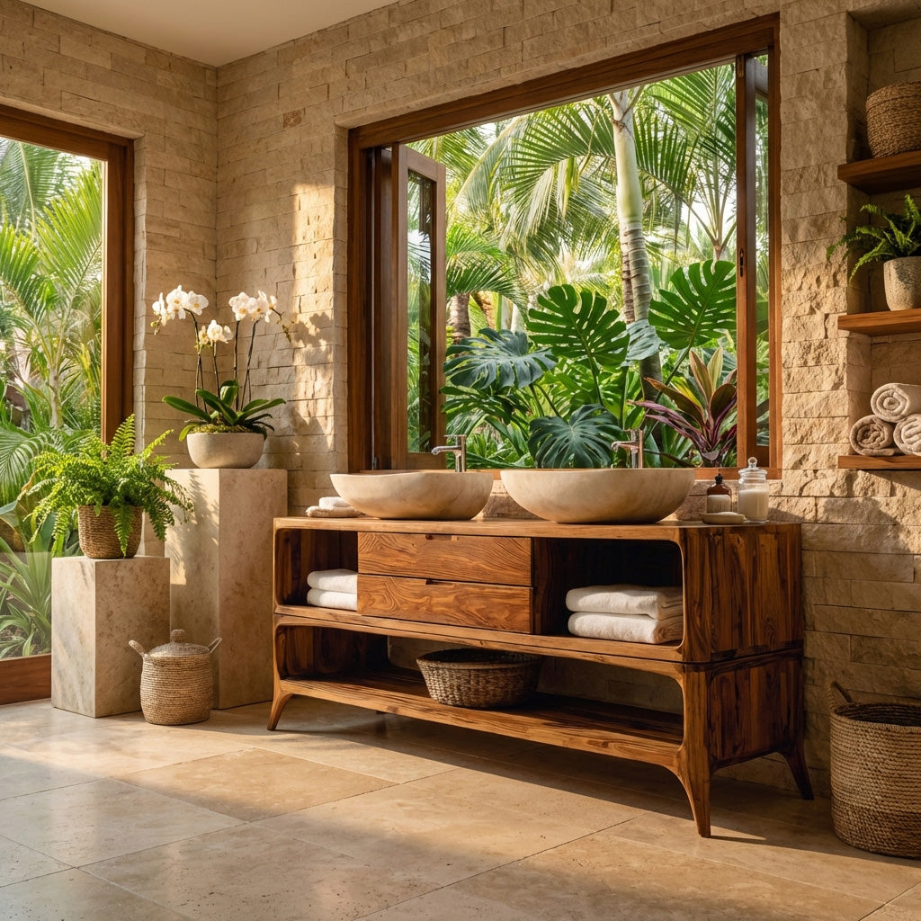 Bathroom Vanity Two-tier Design, solid wood, built to order