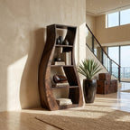 Minimalist Sculpted Accent Shelf with Flowing Silhouette, solid wood, built to order
