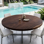 Mid Century Round Dining Table Top Garden View, solid wood, built to order