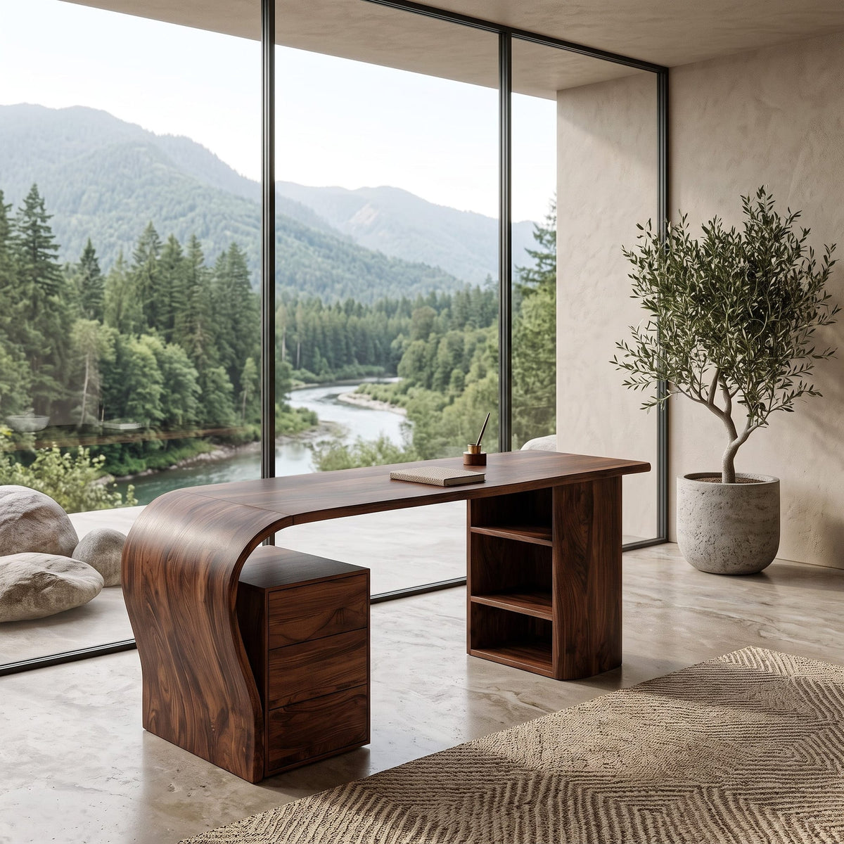 Contemporary Solid Computer Desk