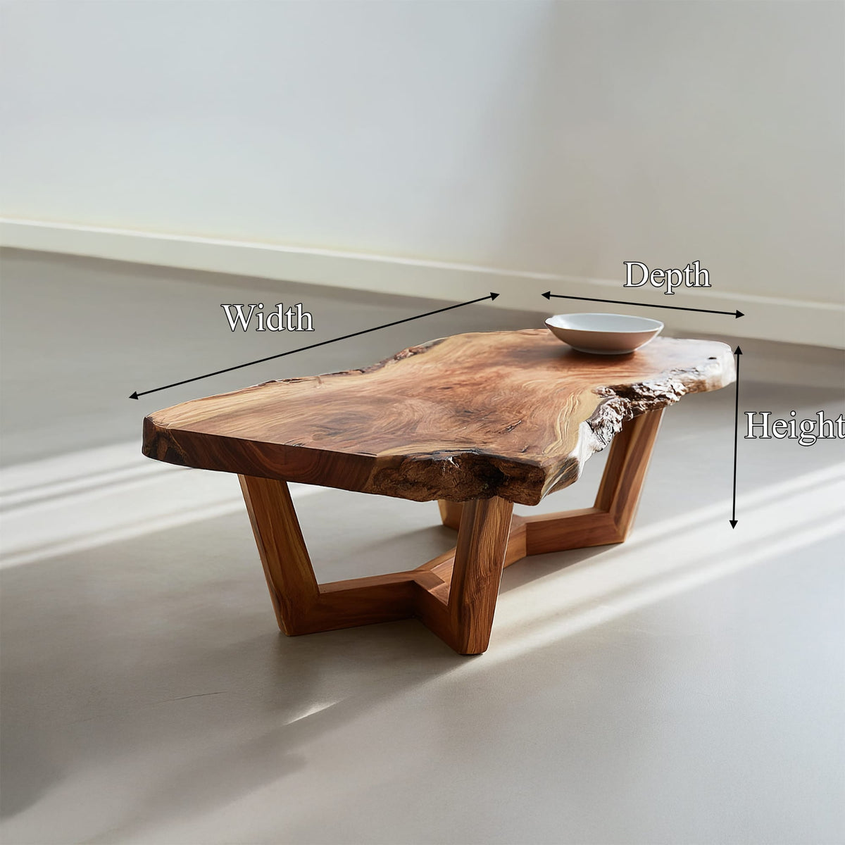 Mid Century Live Edge Coffee Table Living Room, solid wood, built to order