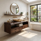 Farmhouse Floating Vanity, solid wood, built to order
