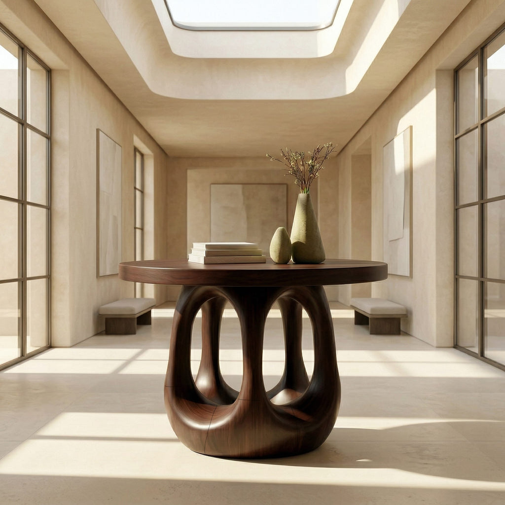 Geometric Pedestal Console Table