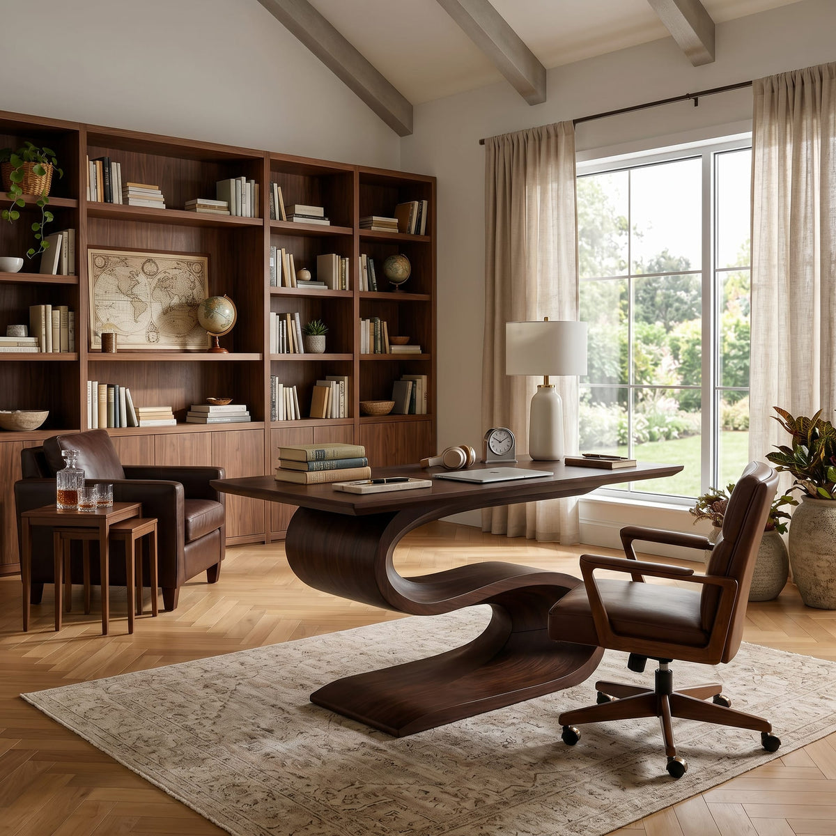 Contemporary Executive Desk, solid wood, built to order