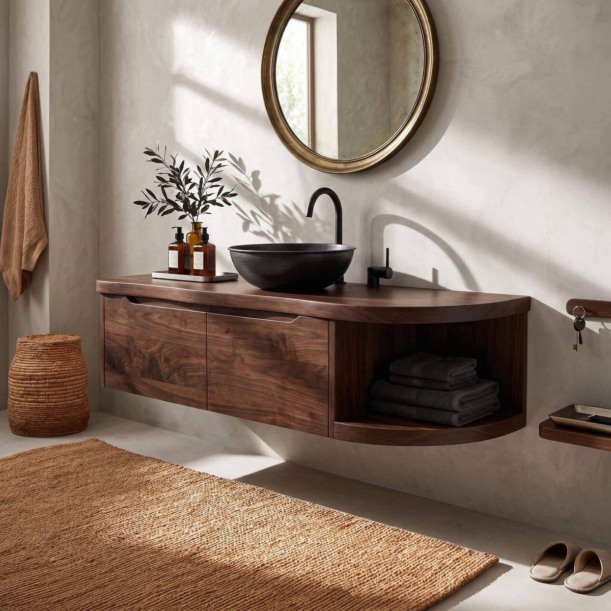 Mediterranean Contemporary Vanity Cabinet Villa, solid wood, built to order