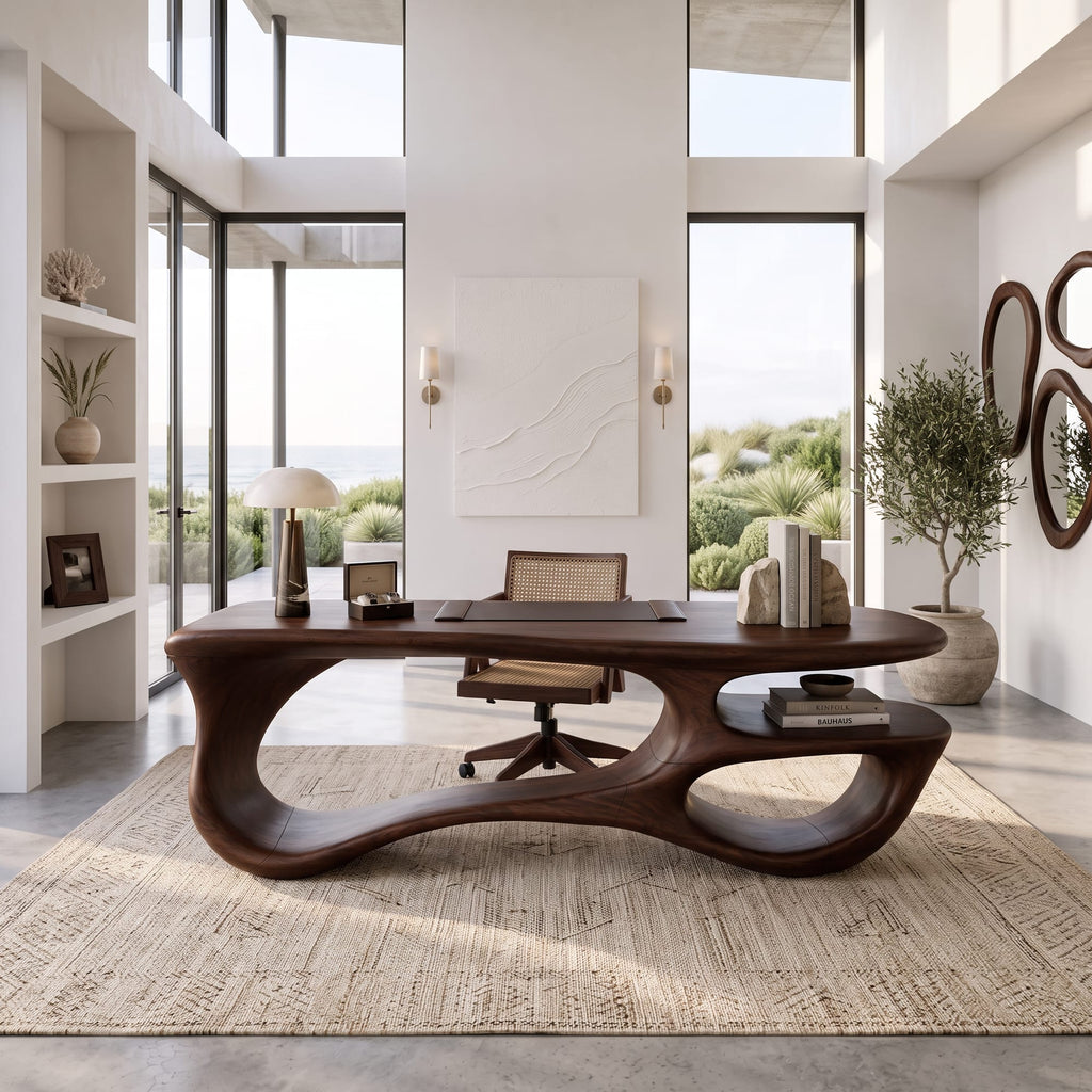 Handcrafted Loop Frame Desk Bedroom Home Office, solid wood, built to order