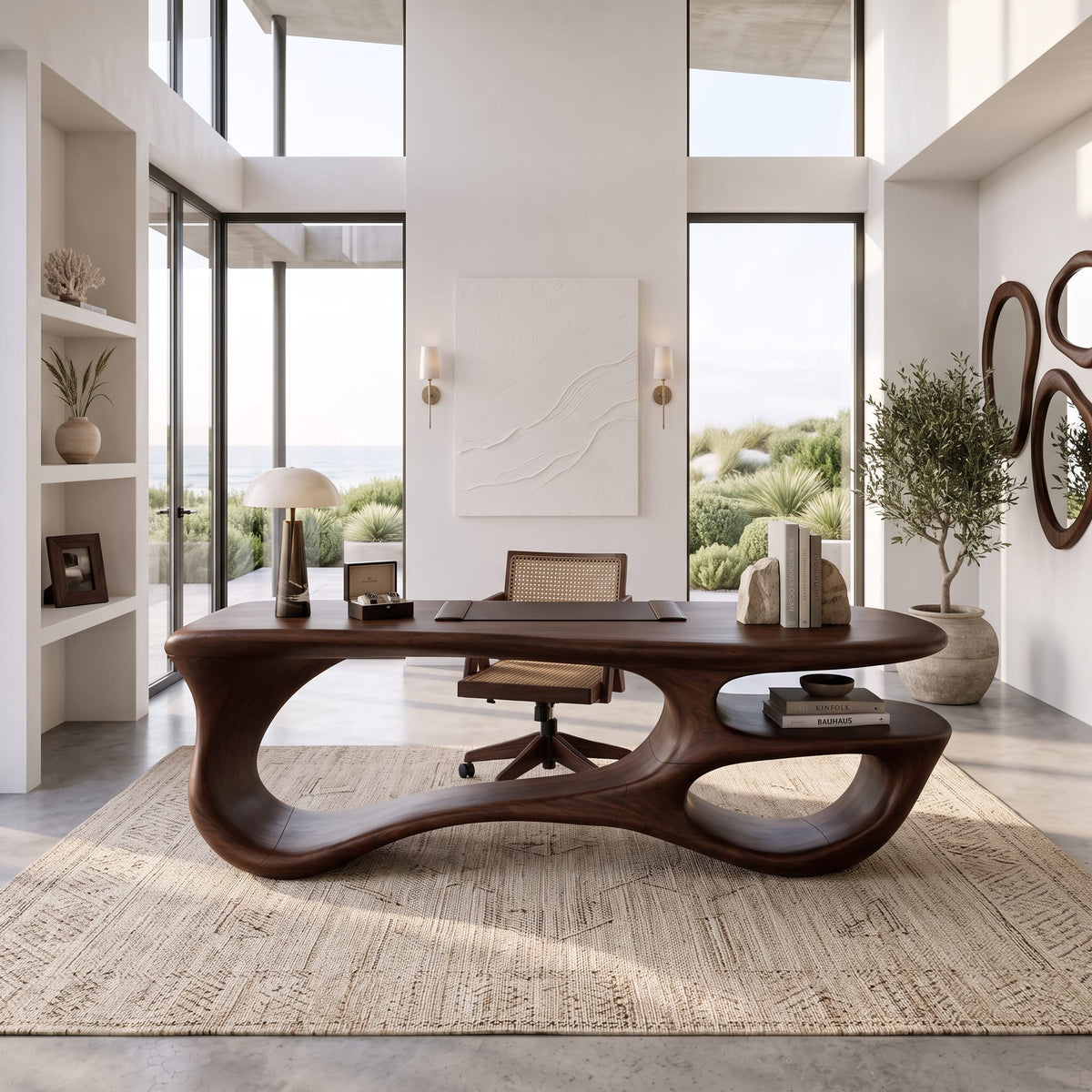 Handcrafted Loop Frame Desk Bedroom Home Office, solid wood, built to order