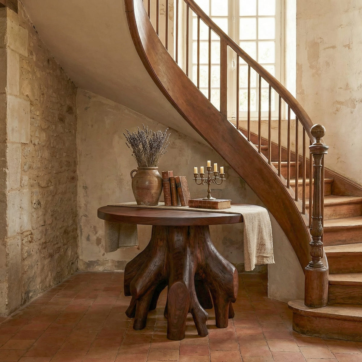Sculptural Round Side Table