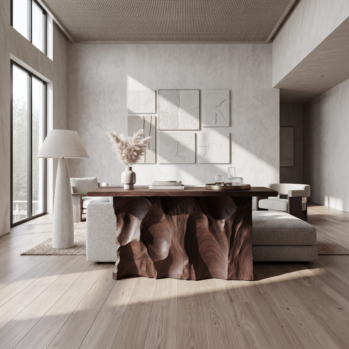 Minimalist Raw Edge Hall Table, solid wood, built to order