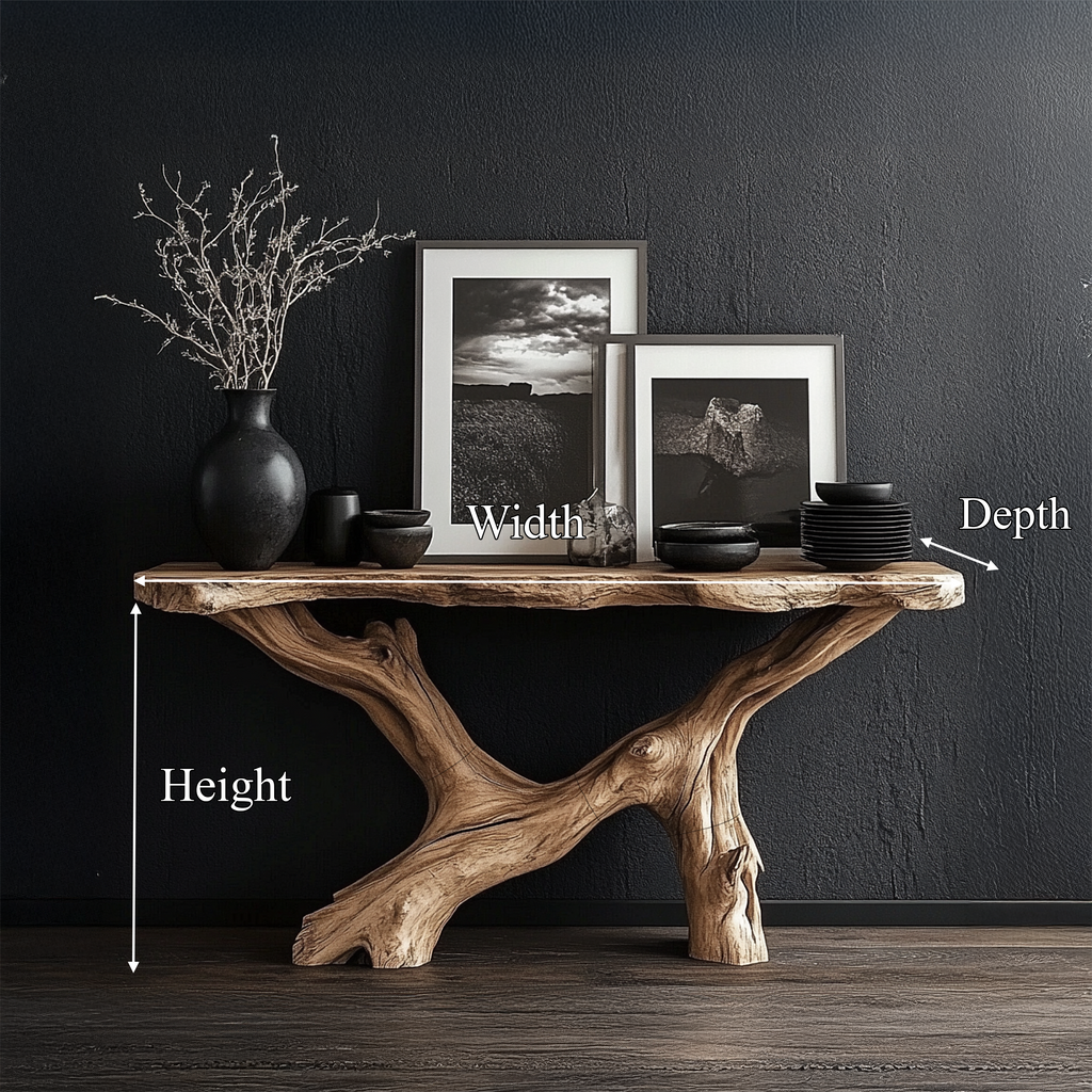 Live Edge Console Table Natural Gift, solid wood, built to order, view 8