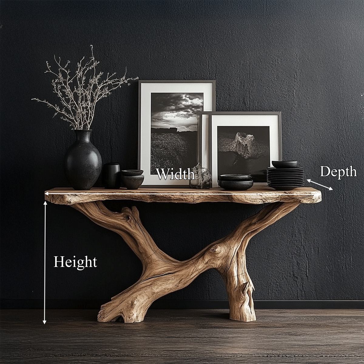 Live Edge Console Table Natural Gift, solid wood, built to order, view 8