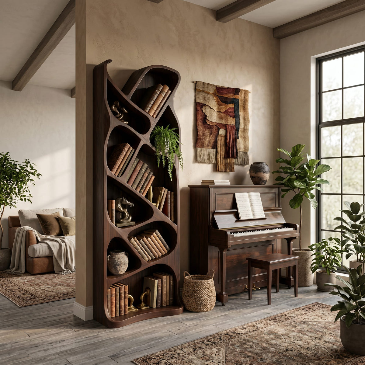 Mid Century Open Bookcase, solid wood, built to order