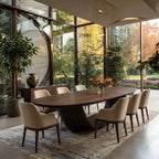 Contemporary Open Base Oval Dining Table, solid wood, built to order