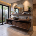 Mid Century Bathroom Vanity Cabinet Spa Bathroom, solid wood, built to order
