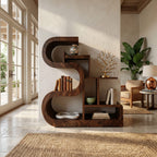 S-shaped Wooden Storage Shelf, solid wood, built to order