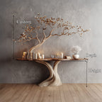 Midcentury Organic Console Table Entryway, solid wood, built to order