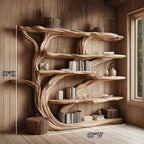 Rustic Book Tree Shelf Bookshelf, solid wood, built to order