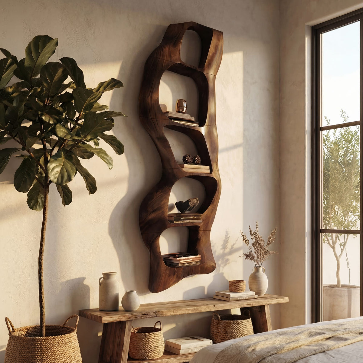 Contemporary Wall Shelf, solid wood, built to order