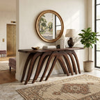 Modern Flowing Console Table Living Room, solid wood, built to order