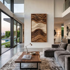 Vertical Sculptural Wall Art with Wave Carved Design, solid wood, built to order, view 4