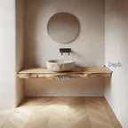 Rustic Bathroom Vanity Shelf Thick Slab Bathroom Style, solid wood, built to order