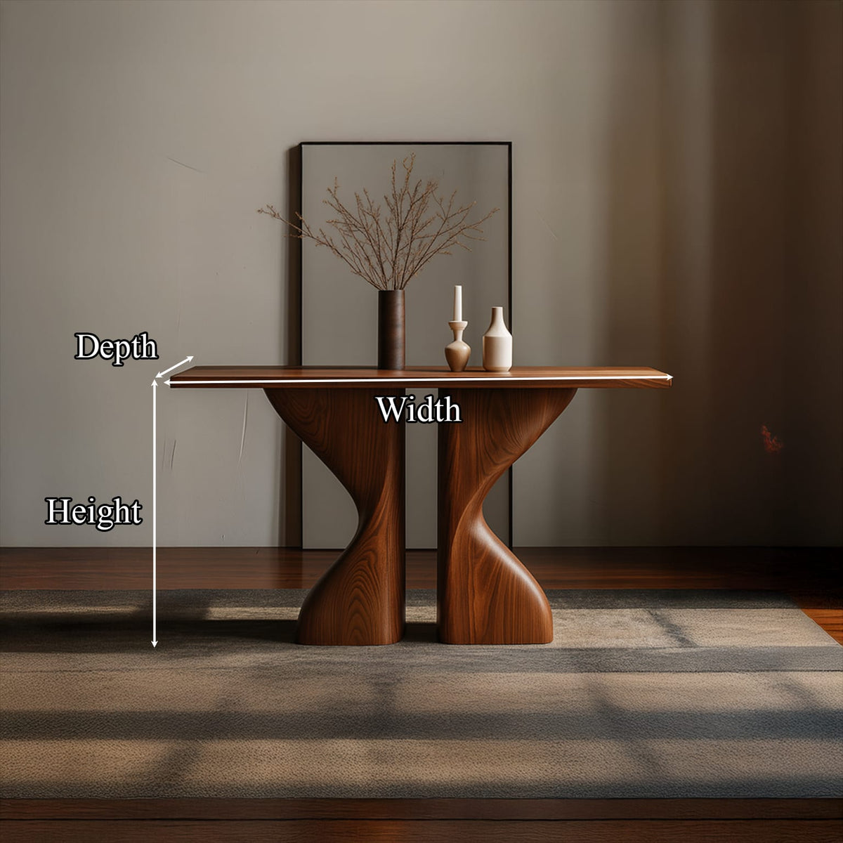 Midcentury Console Table Living Room, solid wood, built to order