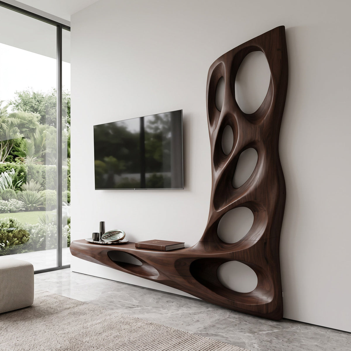 Sculptural Floating Entertainment TV Cabinet