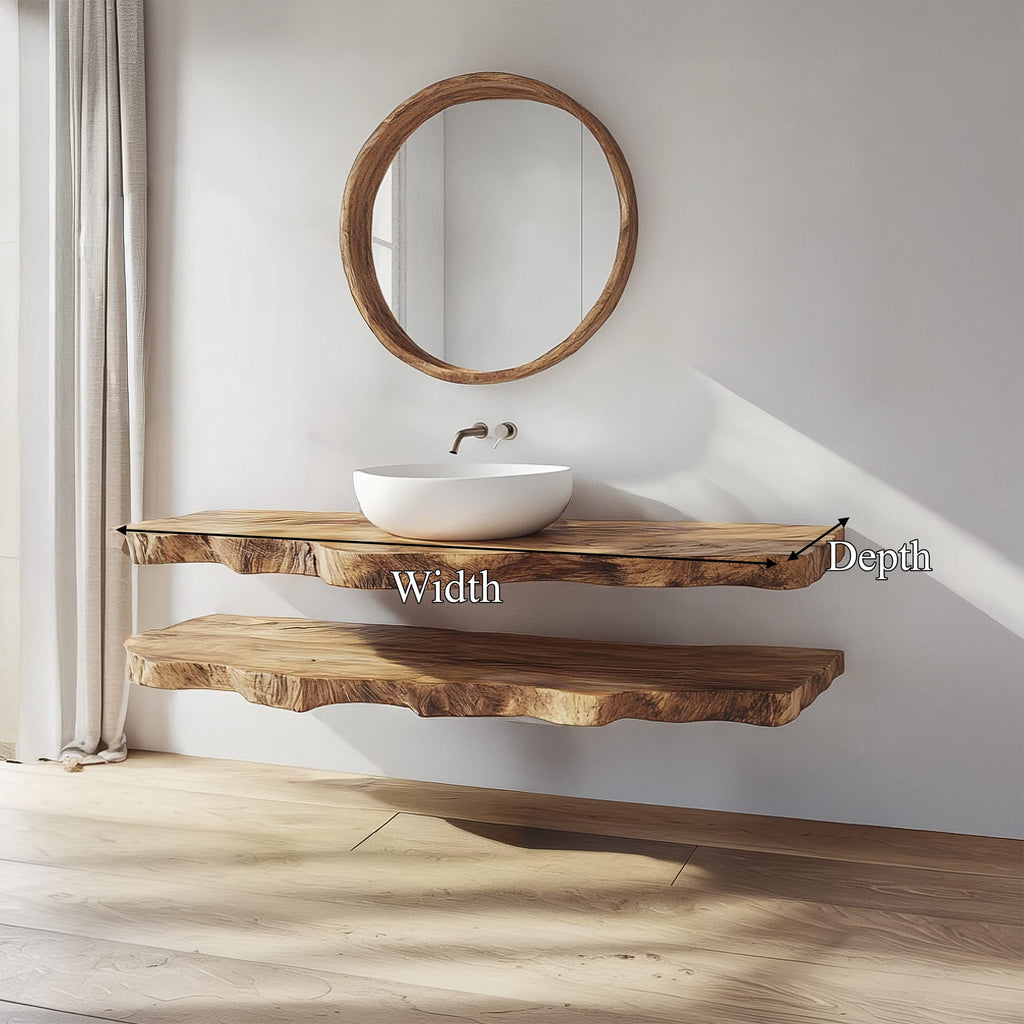 Mid Century Bathroom Vanity Shelf Elegant Wood Bathroom Look, solid wood, built to order