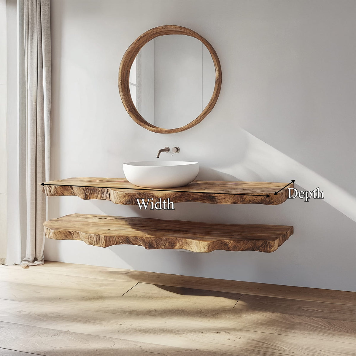 Mid Century Bathroom Vanity Shelf Elegant Wood Bathroom Look, solid wood, built to order