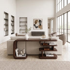 Contemporary Layered Shelf Console, solid wood, built to order