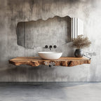Rustic Bathroom Vanity Shelf Organic Edge Bathroom Furniture, solid wood, built to order