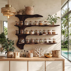 Mid Century Wooden Cabinet with Spice Rack, solid wood, built to order