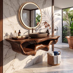 Mid Century Live Edge Floating Vanity Bathroom Decor, solid wood, built to order
