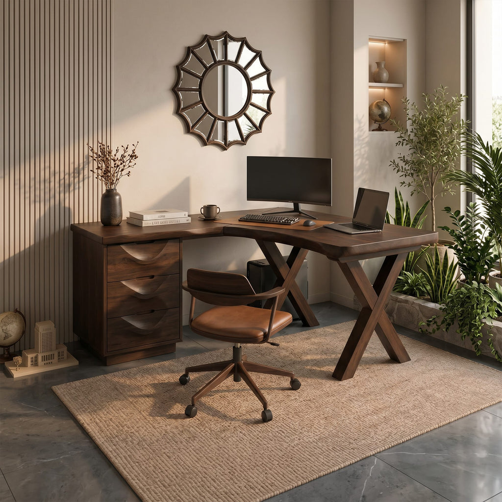 Contemporary Corner Executive Desk Home Office, solid wood, built to order