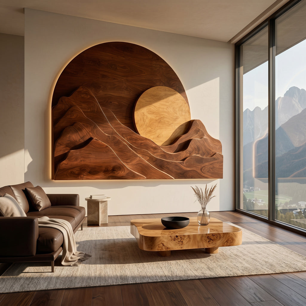Organic Modern Mountain Wall Art, solid wood, built to order, view 2
