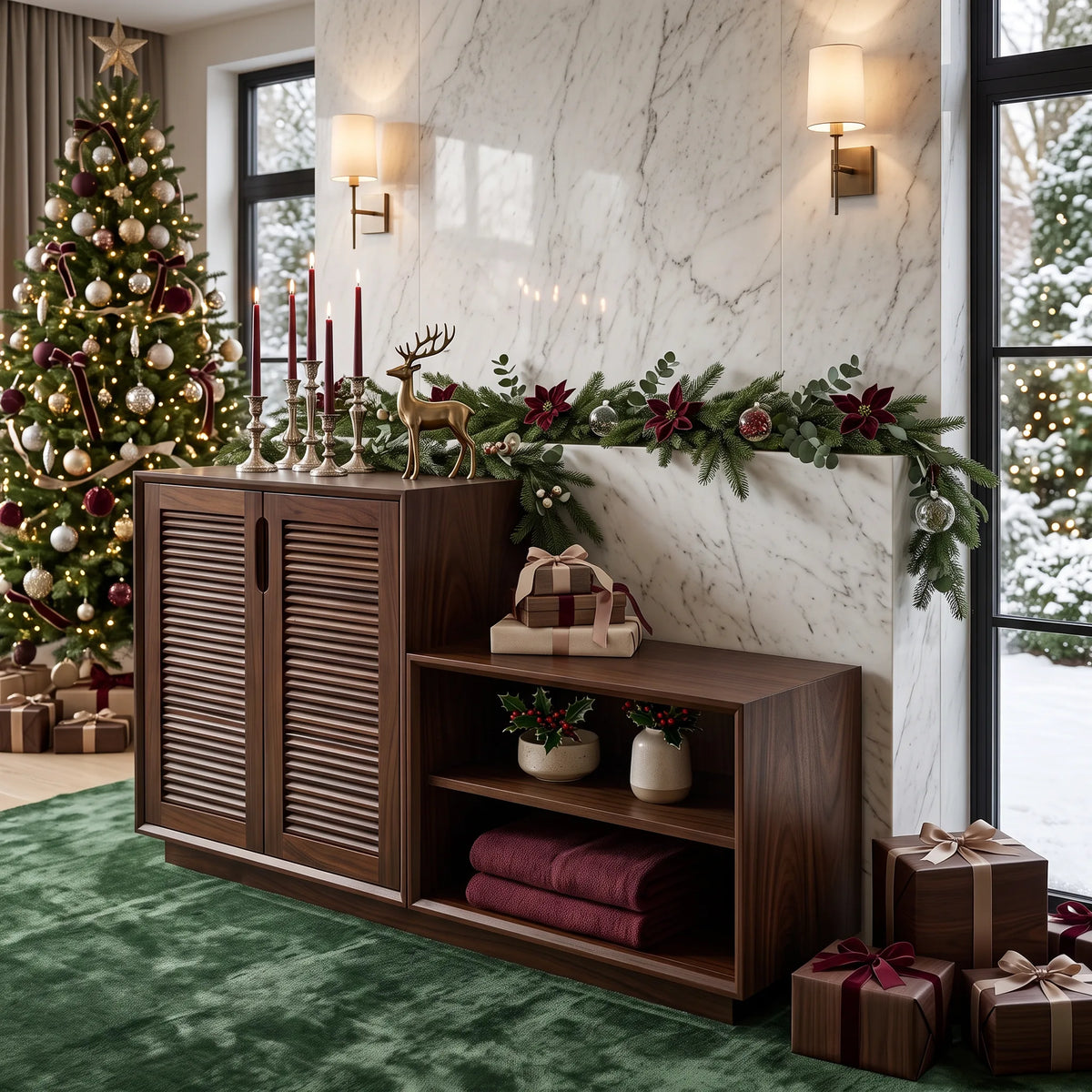 Modern Storage Cabinet Nutcracker Decor, solid wood, built to order