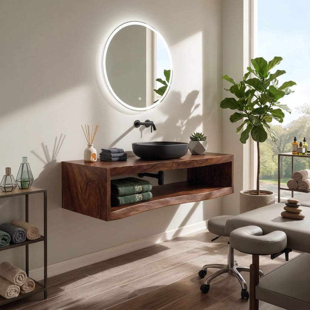 Contemporary Bathroom Cabinet Tropical Villa, solid wood, built to order
