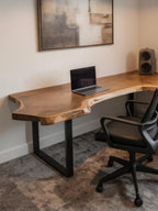Live Edge L Shaped Desk with Metal Legs, solid wood, built to order