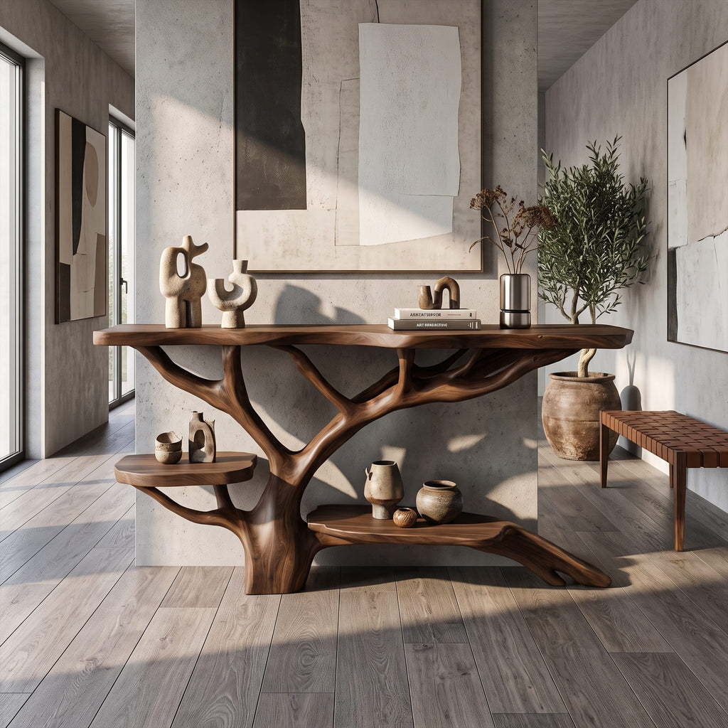 Solid Live Edge Slab Console Table