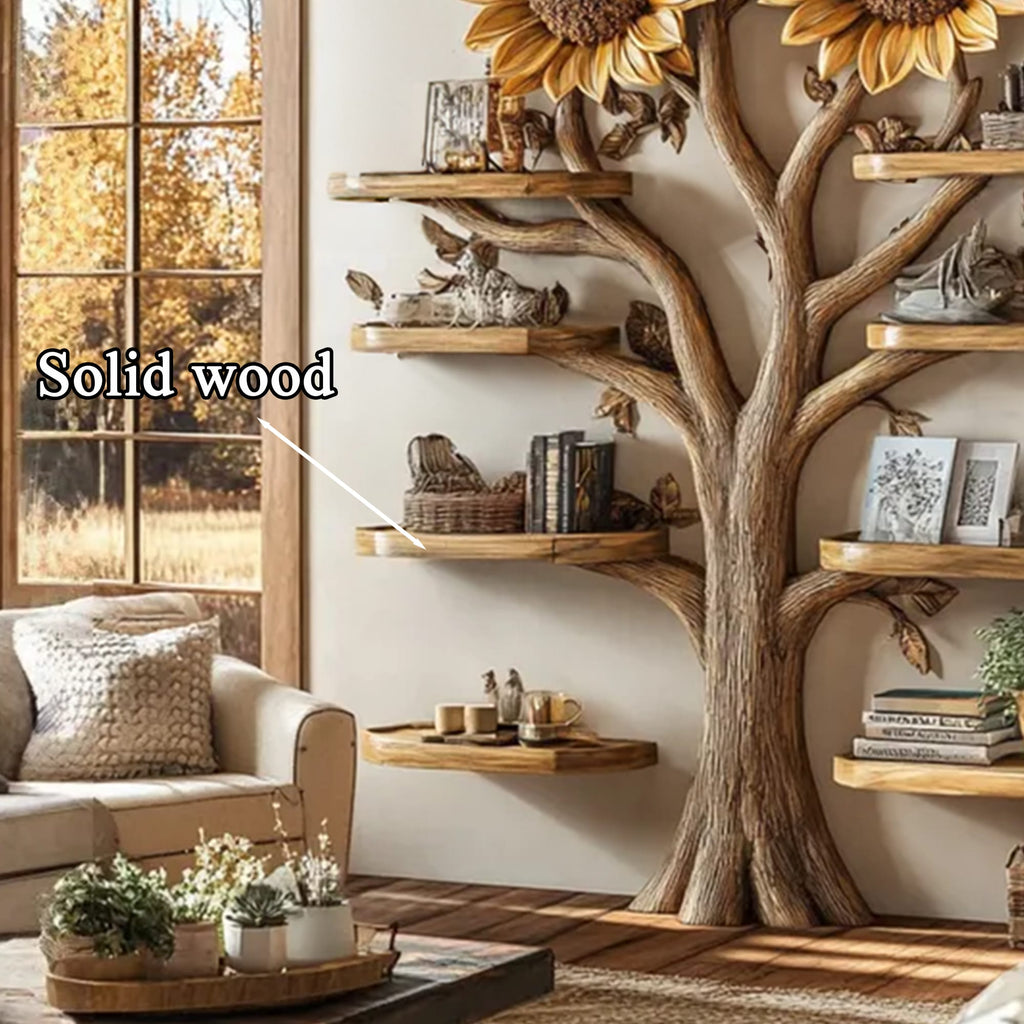Driftwood Branch Tree Bookshelf Wall Mounted Shelf, solid wood, built to order