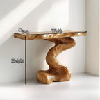 Mid Century Sculptural Slab Console Table