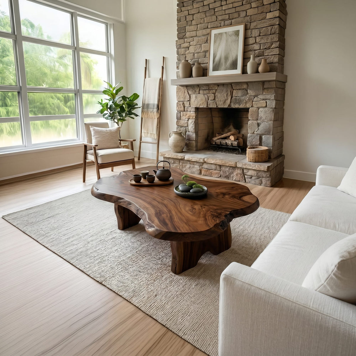 Live Edge Fireplace Coffee Table
