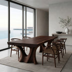 Modern Dining Table with Two Sculpted Legs, solid wood, built to order