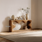 Midcentury Curved Console Table Living Room, solid wood, built to order, view 8