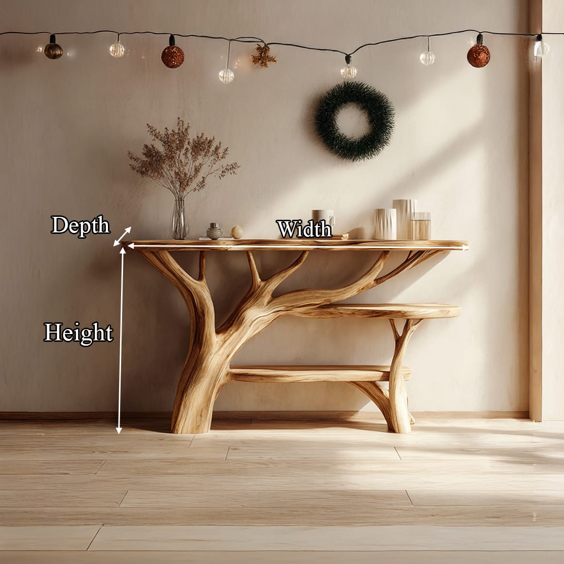 Sculptural Solid Branch Console Table