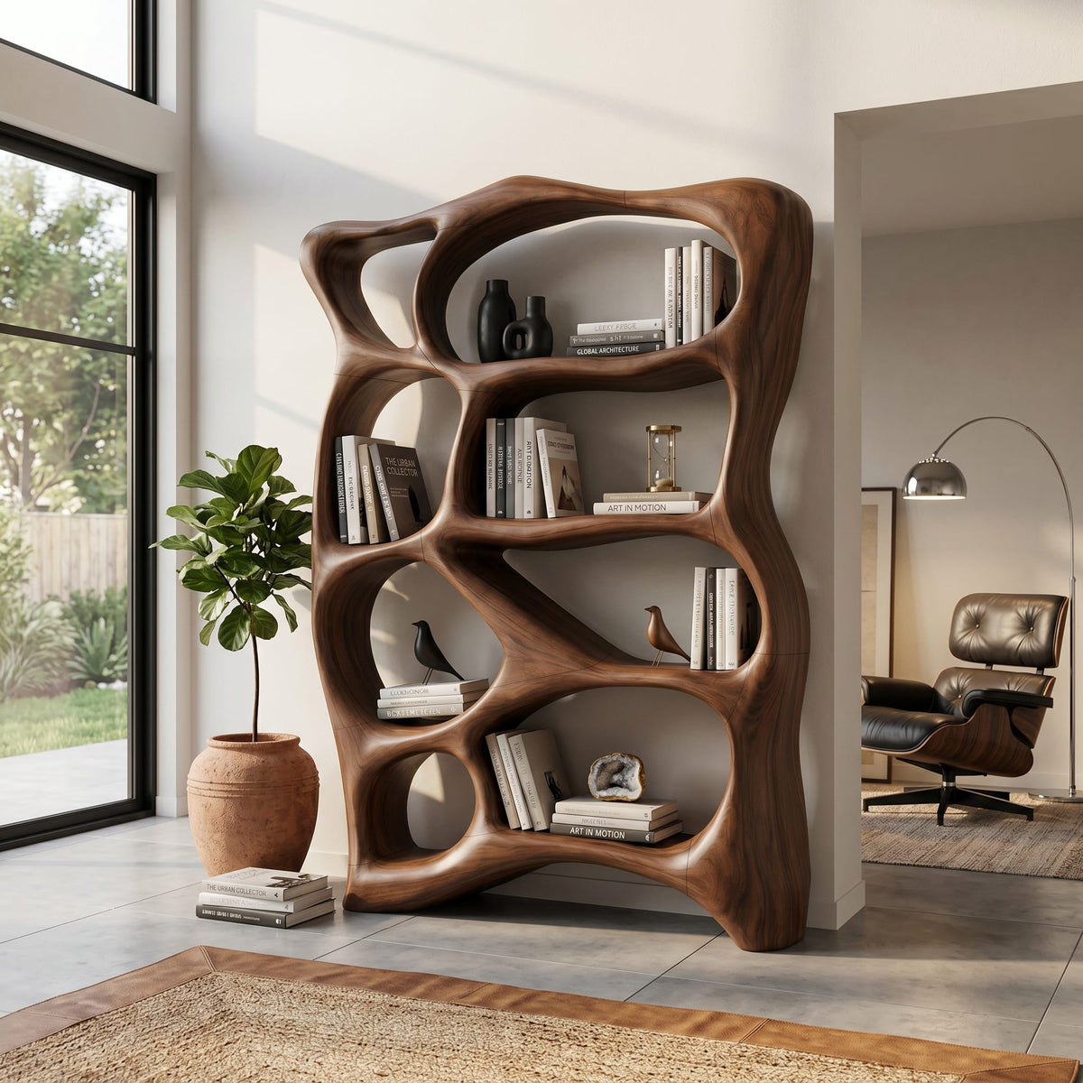 Contemporary Reading Bookshelf, solid wood, built to order