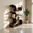 Contemporary Bookcase in Sculpted Curves, solid wood, built to order