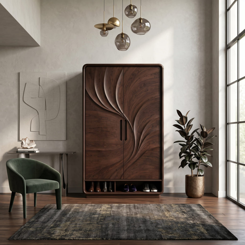 Minimalist Textured Surface Wardrobe, solid wood, built to order