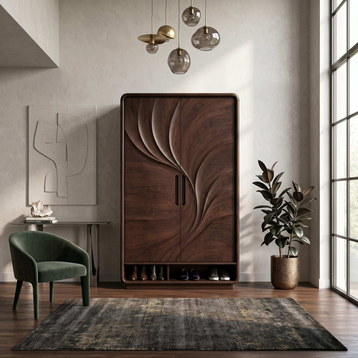 Minimalist Textured Surface Wardrobe, solid wood, built to order