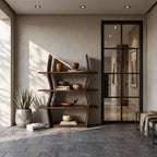 Elegant Wooden Storage Shelf in Wave Design, solid wood, built to order